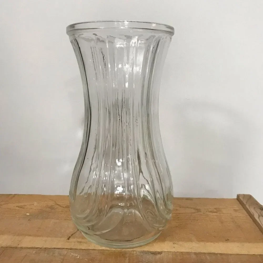 Vintage Hoosier Clear Glass Vase‎ Lyre Ribbed 4086-B